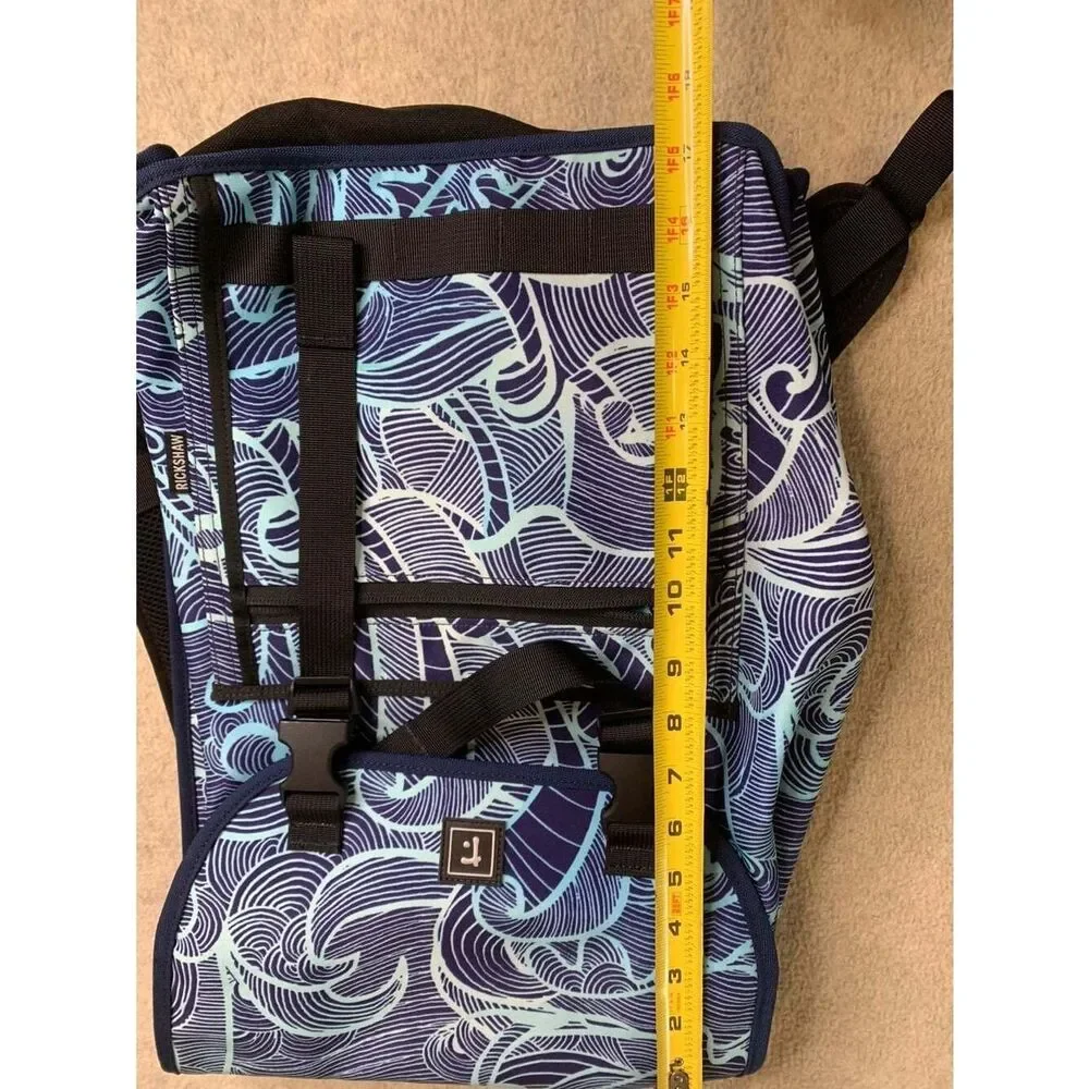 Rickshaw Bagworks Sutro Backpack - Spencer Dwight Blue Wave Pattern